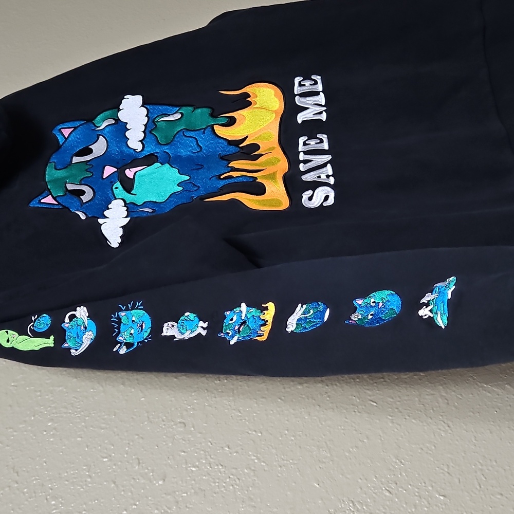 Ripndip Size Large Black Hoodie Save The World Earth Patches - Picture 2 of 13